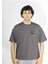 Roarion | Gri Renk | Baskılı Erkek T-shirt | Oversize 2
