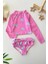 (2-10 Yaş) Yunus Baskılı Uzun Kol Kız Çocuk Mayo bikini takım - Pembe 1
