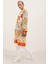 5903 Desenli Viskon Elbise - Turuncu 2