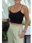 Siyah Dantel Detay Crop Atlet 2