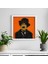 Charlie Chaplin Temalı Yosun Duvar Dekoru | 30X30 cm | El Yapımı Sinema Figürlü Tablo | Turuncu Akrilik Zeminli, Beyaz Ahşap Çerçeve 1