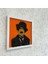 Charlie Chaplin Temalı Yosun Duvar Dekoru | 30X30 cm | El Yapımı Sinema Figürlü Tablo | Turuncu Akrilik Zeminli, Beyaz Ahşap Çerçeve 3