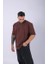 Unisex %100 Pamuk Oversize Düz T-Shirt Kahve 2