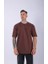 Unisex %100 Pamuk Oversize Düz T-Shirt Kahve 3