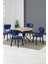 Elma Modeli Yuvarlak Mutfak Masa Sandalye Takımı, 4 Sandalye 1 Sabit Ceviz Masa 90X90 Cm, Keten Kumaş 1