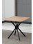 Elma Modeli Yuvarlak Mutfak Masa Sandalye Takımı, 4 Sandalye 1 Sabit Ceviz Masa 90X90 Cm, Keten Kumaş 5