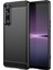 Sony Xperia 1 V Fırçalanmış Telefon Kılıfı Karbon Fiber Doku Telefon Kabuğu Cep Telefonu Kapağı-Siyah (Yurt Dışından) 1