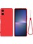 Sony Xperia 10 Vı Kılıf Sıvı Silikon Koruyucu Telefon Kılıfı El Kayışı Ile-Kırmızı (Yurt Dışından) 1