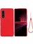 Sony Xperia 1 Iıı 5g-Kırmızı Için Kayışlı Düz ​​renk Sıvı Silikon Iyi Korunan Telefon Koruyucu Kabuk (Yurt Dışından) 1
