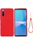 Sony Xperia 10 Iıı 5g-Kırmızı Için Kayışlı Düz ​​renk Iyi Korunmuş Sıvı Silikon Telefon Koruyucu Kılıf (Yurt Dışından) 1