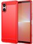 Sony Xperia 5 V Kılıf Fırçalanmış Karbon Fiber Doku Esnek Tpu Telefon Kılıfı-Kırmızı (Yurt Dışından) 1