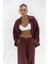 Orchidea Oversize Bordo Keten Gömlek Takım 1