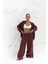 Orchidea Oversize Bordo Keten Gömlek Takım 2