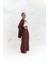 Orchidea Oversize Bordo Keten Gömlek Takım 3