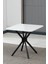 Dubai Modeli Kare Mutfak Masa Sandalye Takımı, 2 Sandalye 1 Sabit Beyaz Masa 70X70 Cm, Keten Kumaş 6