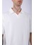 Unisex Polo Yaka Düz Ekru Oversize T-Shirt 2