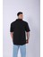 Unisex Polo Yaka Düz Siyah Oversize T-Shirt 4