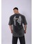 Unisex Özel Tasarım Yıkamalı Oversize T-Shirt Siyah 1