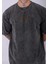 Unisex Özel Tasarım Yıkamalı Oversize T-Shirt Siyah 3