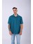 Unisex Polo Yaka Düz Petrol Oversize T-Shirt 1