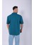 Unisex Polo Yaka Düz Petrol Oversize T-Shirt 3