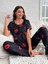 Kadın Baskılı Desenli Gecelik Pijama Takımı Kiss 2