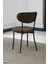 Elegant Modeli Yuvarlak Mutfak Masa Sandalye Takımı 4 Sandalye 1 Siyah Mermer Desen Masa 90X90 Keten Kumaş 4