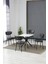Elegant Modeli Kare Mutfak Masa Sandalye Takımı, 4 Sandalye 1 Sabit Beyaz Masa 70X70 Cm, Keten Kumaş 1