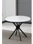 Elegant Modeli Yuvarlak Mutfak Masa Sandalye Takımı, 4 Sandalye 1 Sabit Beyaz Masa 90X90 Cm, Keten Kumaş 5