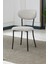 Elegant Modeli Yuvarlak Mutfak Masa Sandalye Takımı 4 Sandalye 1 Siyah Mermer Desen Masa 90X90 Keten Kumaş 2