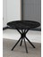 Elegant Modeli Yuvarlak Mutfak Masa Sandalye Takımı 4 Sandalye 1 Siyah Mermer Desen Masa 90X90 Keten Kumaş 5