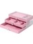 Kadife 3 Çekmeceli Takı Kutusu Organizer, Şeffaf, 13X23X10 Cm, Pembe 3