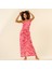 Protı Dijital Baskılı Asimetrik Polyester Elbise - Pembe 1