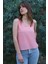 Yaz Esintisi - %100 Krep Ipek V Yaka Askılı Bluz – Pembe 1