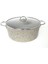 3109 - 2 Parça - Biogranit, 34X13,5 cm - 11 Litre, Büyük, Derin Tencere Kum Beji Gövde, Platin Detay 1