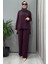 Omuz Düğme Detaylı Bluz Bordo T25Y-6067 1