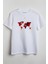 Kızıl Harita Baskılı Unisex T-Shirt Beyaz 1