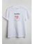 Tarifli Cosmopolitan Baskılı Unisex T-Shirt Beyaz 1