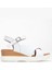Kadın Hakiki Deri Bilekten Bağlı Yüksek Taban Sandalet - Beyaz 3