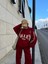 Üç Iplik Yakalı Sweat Baggy Pantalonlu Takım - Bordo 5