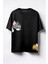 Jerry ve Tom Baskılı Unisex Oversize T-Shirt Siyah 1