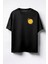 Saçını Tarayan Güneş Baskılı Unisex Oversize T-Shirt Siyah 1