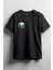 Yeşil Elma Baskılı Unisex T-Shirt Siyah 1