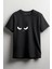 Sinirli Gözler Baskılı Unisex T-Shirt Siyah 1
