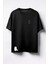 100DE1 Sarj Panda Baskılı Unisex Oversize T-Shirt Siyah 1