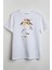 Yırtık Kedi Baskılı Unisex T-Shirt Beyaz 1