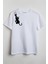 Çizen Kedi Baskılı Unisex T-Shirt Beyaz 1