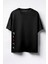 Black Yandan Baskılı Unisex Oversize T-Shirt Siyah 1