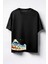 Sun And Sea Baskılı Unisex Oversize T-Shirt Siyah 1