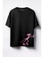 Iten Pembe Panter Baskılı Unisex Oversize T-Shirt Siyah 1